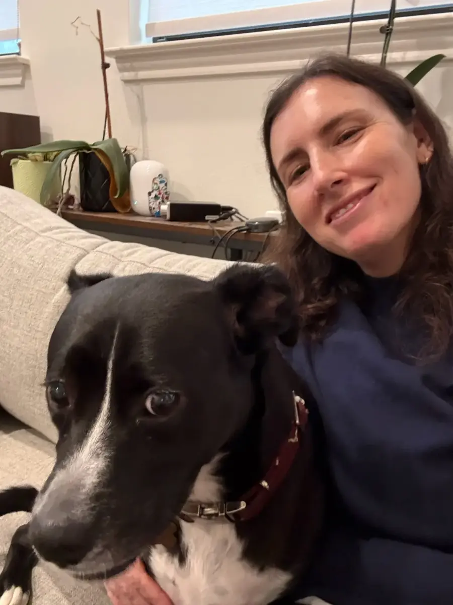 Miriam at home with Mia